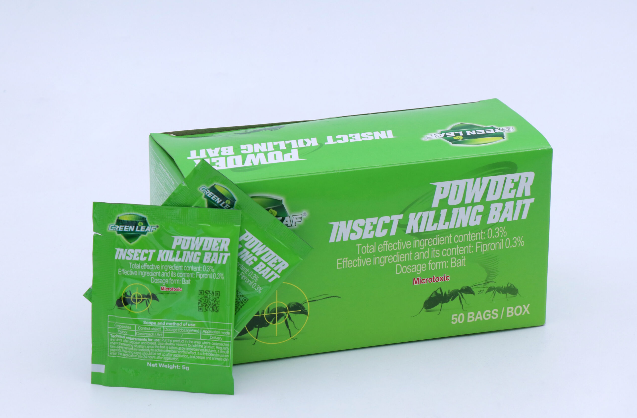 ea0dd5ecac9666b85c14157be044ee1 Free Shipping Green Leaf Insect Killing Bait Powder, 5g Per Sachet, 0.3% Fipronil Ant Killer Bait,Indoor Pest Control - Image 1